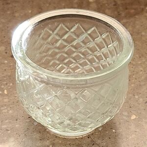 Vintage Avon Clear Glass Votive Candle Holder Diamond Criss Cross 2"